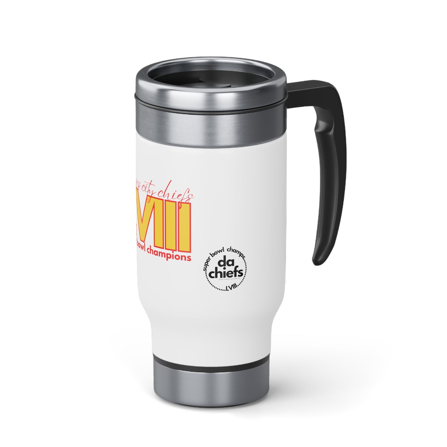 Football champs, Stainless Steel Travel Mug with Handle, 14oz