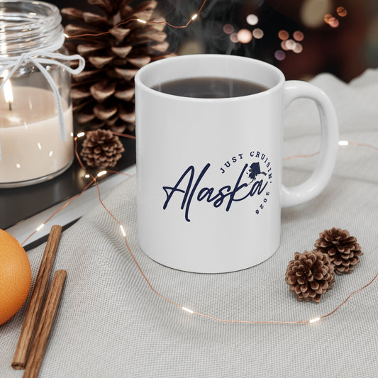 Alaska Just Cruisin' 11oz White Coffee Mug — Travel Souvenir